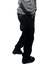 Load image into Gallery viewer, Black repaired Ren denim
