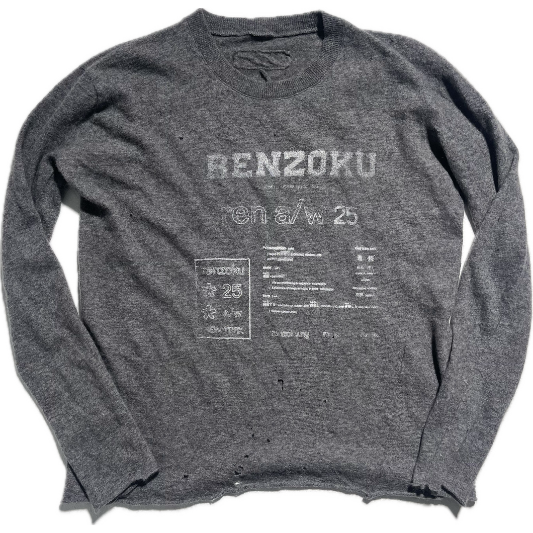 Distressed wool printed longsleeve