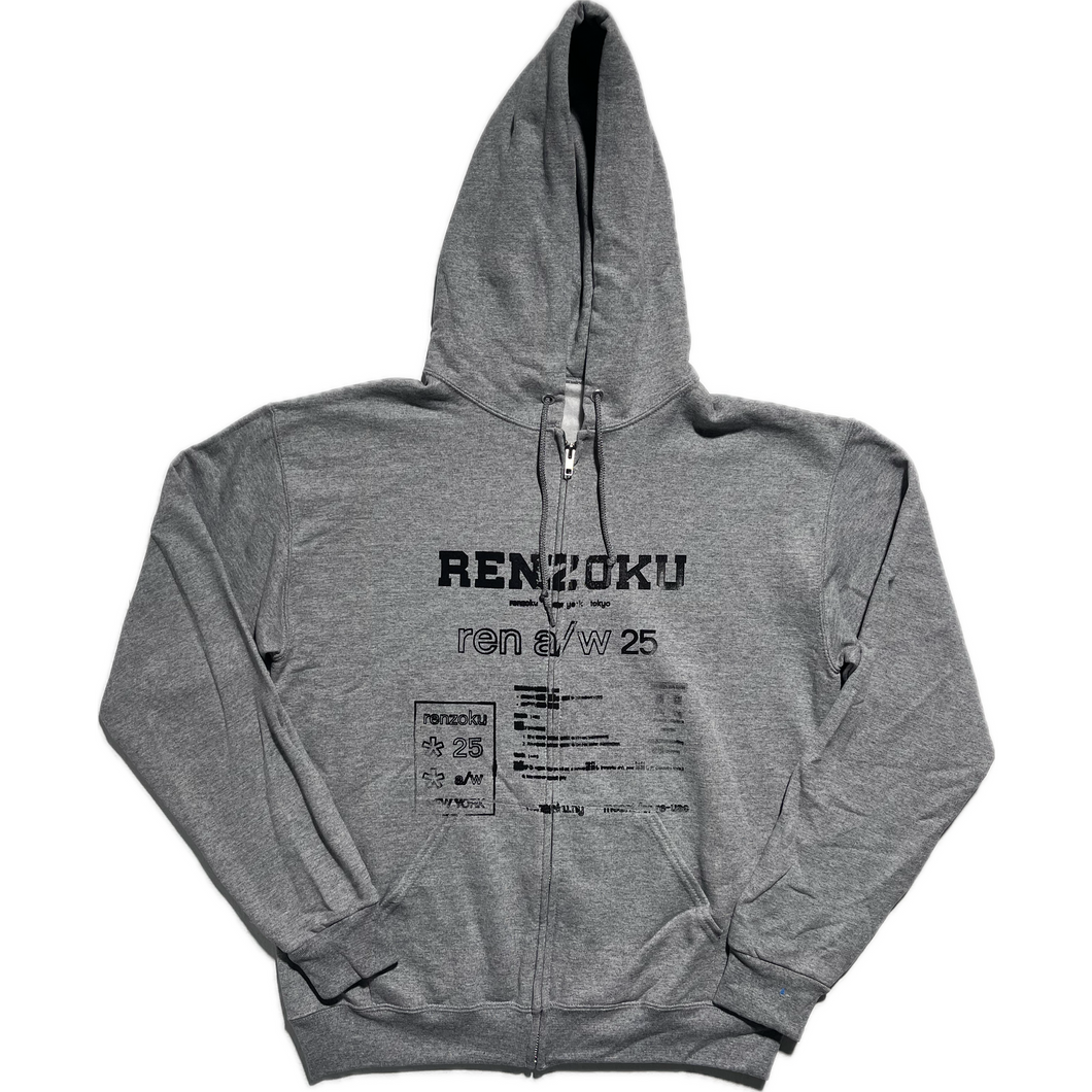 Grey printed zip up hoodie
