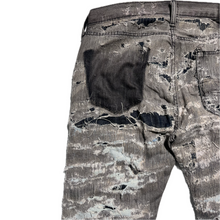 Load image into Gallery viewer, Grey distressed + hand repaired Ren denim
