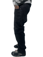 Load image into Gallery viewer, Black repaired Ren denim
